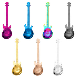 Cuchara para guitarra de acero inoxidable 304, cuchara reutilizable para agitar café, para tazas de música, agitador de cócteles - Product Image 1