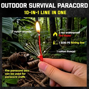 Cuerda de Paracord 550 para Supervivencia, Cuerda de Poliéster de 10 Hilos, Cuerda de Paracaídas con Línea de Pesca Integrada, Incluye Iniciador de Fuego 4 en 1 - Product Image 2
