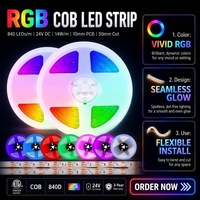 RGB CCT COB LED Şerit Rgbww 12v 5 Yıl Garantili Mavi Kırmızı 5m 20m Rgbcct 24v Rgbw Rgb Kısılabilir COB LED Şerit Bant Işık