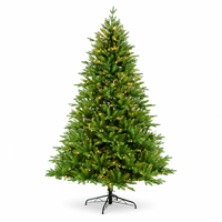 Sapin de Noël artificiel pré-éclairé PE+PVC 7 pieds, luxe, toucher réaliste, avec lumières LED et base métallique pliable