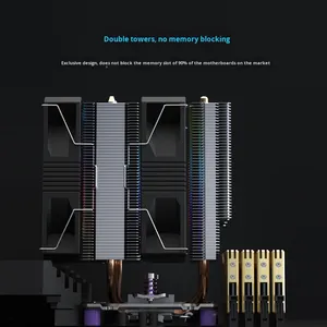 Enfriador de CPU Yajun X800, Refrigeración por Aire, Seis Tubos de Cobre, Doble Torre, Silencioso 25dBA, LED Multicolor, 66.17CFM, Rodamiento de Aleación - Product Image 2