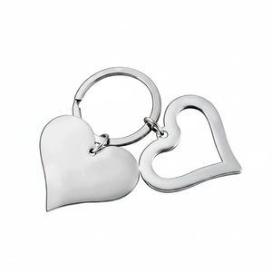Portachiavi in metallo a doppio cuore con finitura argento per regali d'amore e accessori - Product Image 2