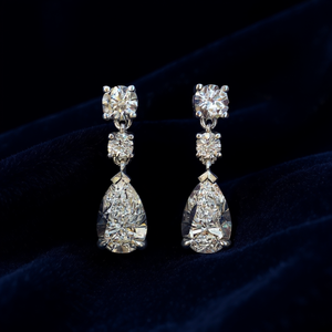 White Gold Pear Cut Zircon <b>Drop</b> <b>Earrings</b> Claw Setting Classic Women's Wedding Jewelry Crystal Rhinestone <b>Fashion</b> <b>Earrings</b> - Product Image 2