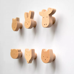 Boutons en bois de hêtre non traité, éléphant/lion/girafe, boutons, crochets, poignées, <span class=keywords><strong>animaux</strong></span>, pour tiroirs - Product Image 1