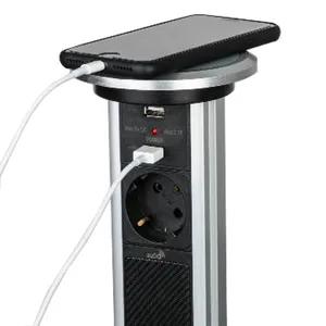 Chargeur intelligent européen l prise électrique de bureau, prises popup avec prise USB