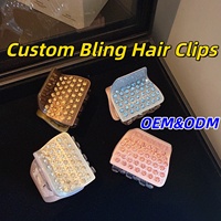 Mini pince à cheveux carrée en acétate personnalisée UME, accessoires de luxe pour cheveux avec strass et diamants scintillants