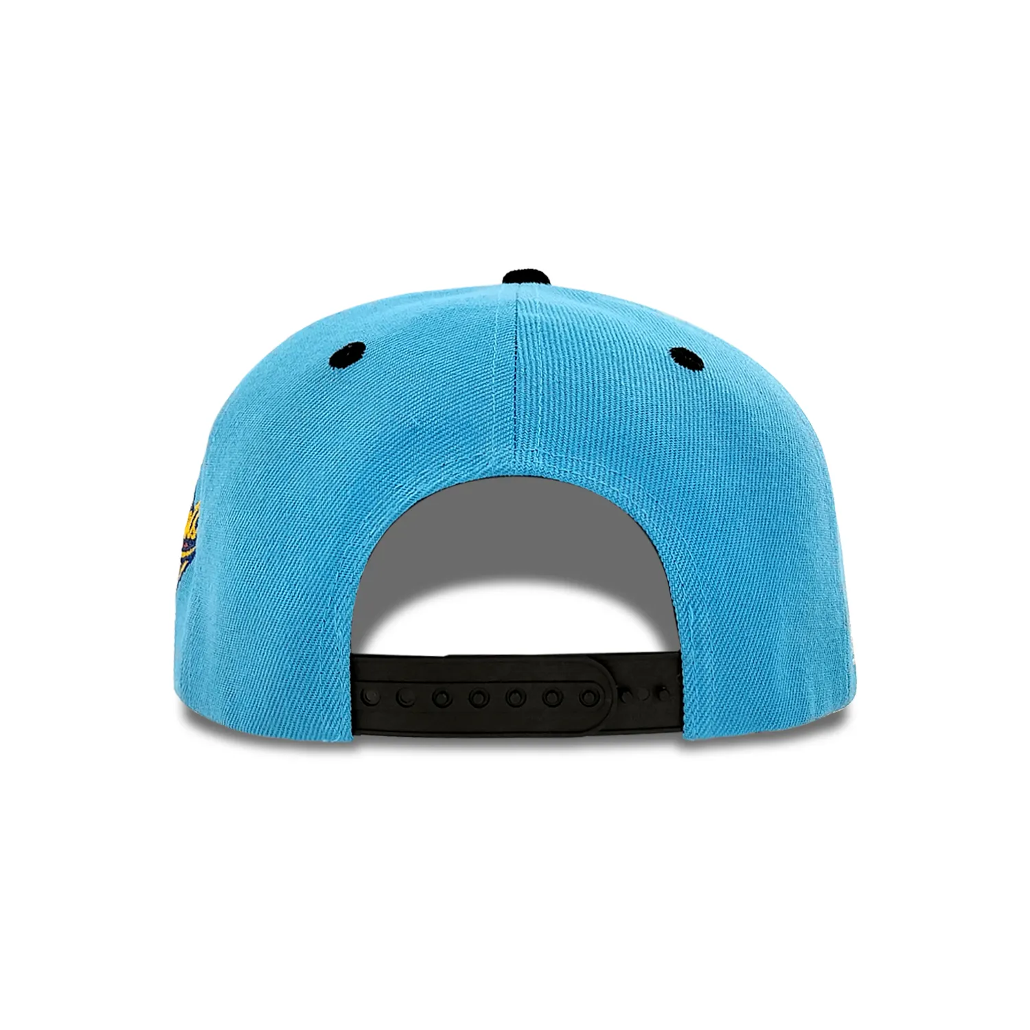 Sombrero azul personalizado de alta calidad, bordado con patrón de tiburón negro, ala negra, se puede personalizar con patrón de 6 paneles, gorra de sombreros snapback
