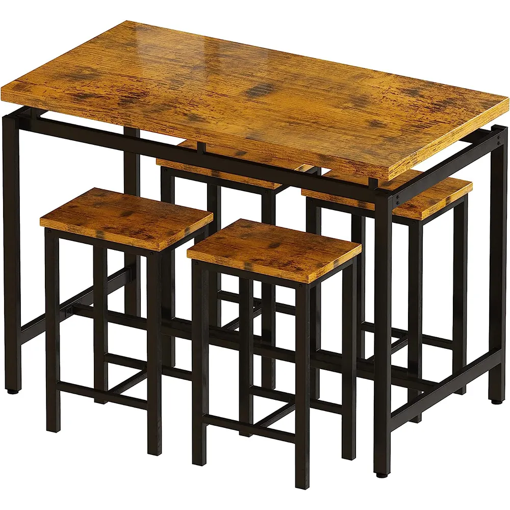 バーテーブルと椅子は4つの椅子が付いている産業カウンターの高さのパブテーブルを設定します