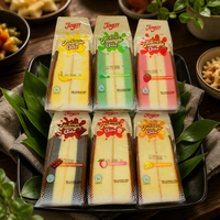 Vente en gros de pain blanc triangulaire superposé Jingcre, doux, moelleux, sucré, à base de blé, faible en gras, certifié HALAL, saveurs de fruits assorties, export