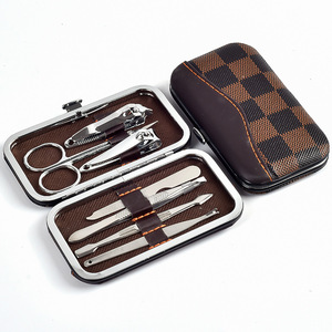 7pcs Nail Clipper tập tin ngã ba làm móng chân móng chân móng tay nghệ thuật công cụ thiết lập với trường hợp da với gói thẻ vỉ - Product Image 4