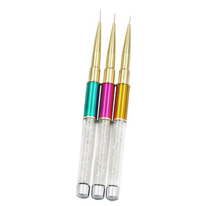 Pinceau ultra-fin pour nail art 7mm 9mm 11mm, stylo plat en nylon pour dessin, manche en strass, outil de manucure pour salon, peinture au gel - Product Image 2