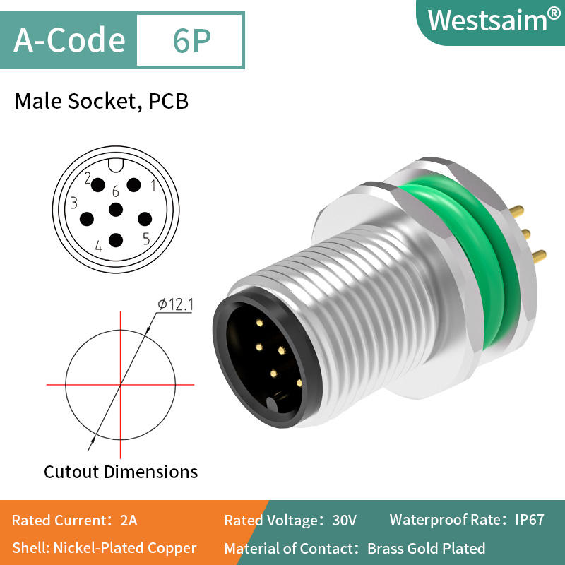 A Code 6Pin Male M12x1.0