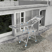 Portable Double-Tier Pliant En Métal Étendoir À Vêtements Conception Amovible Grand Extérieur Pliable Étendoir À Linge Roues Maison
