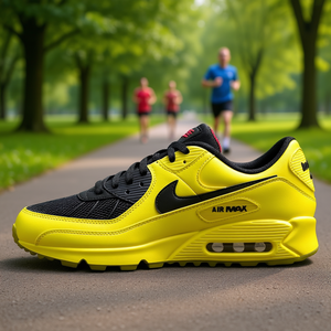 Chaussures de course pour hommes For 90, jaune et noir, avec empeigne synthétique, semelle intermédiaire en mesh, semelle extérieure en caoutchouc et semelle intermédiaire en EVA à ressort - Product Image 2