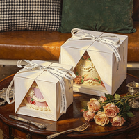 Caja de Cartón Blanca de Lujo para Pastel con Ventana de PET y Cinta, Apta para Pasteles de 4-8 Pulgadas, Perfecta para Regalos de Cumpleaños y Bodas