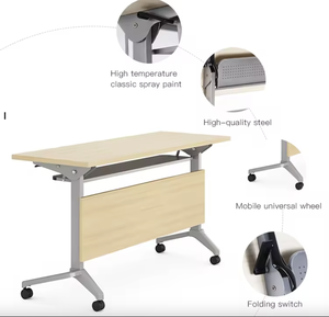Hiện đại Modular gấp bàn với bánh xe cho văn phòng nhà hoặc trường đào tạo bán buôn sắt MFC nghiên cứu bảng - Product Image 6