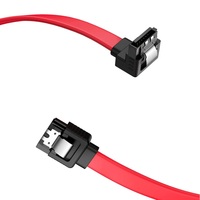 Câble de données SATA plat rouge 0,2 m pour châssis d'ordinateur, SATA 7P femelle 180 degrés vers SATA 7P femelle 90 degrés