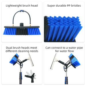 Brosse de <span class=keywords><strong>nettoyage</strong></span> télescopique en aluminium à alimentation en eau avec distributeur de savon pour vitres et panneaux solaires – Offre spéciale - Product Image 3