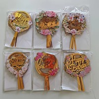 Décorations de gâteau en acrylique style doré pour fêtes, lettres géométriques rondes, décorations de pâtisserie, toppers de gâteau Joyeux Anniversaire en gros