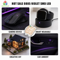 LED violette 0805 3V 5mA AlGaInP certifiée CE, capteur de lumière de précision pour compteur de billets et applications médicales