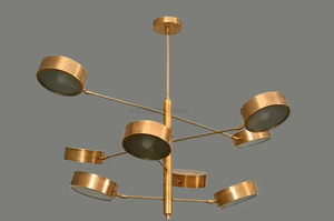 Lustre contemporain en laiton de style Mid-Century Modern, luminaire suspendu pour salle à manger, chambre à coucher, solution d'éclairage domestique - Product Image 2