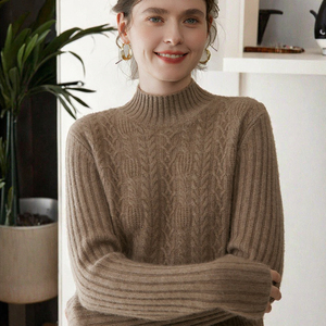 DONYI Damen Casual-Stil Neuer Kaschmir-Strickpullover Atmungsaktiv Vorderes Logo Warm Bequem Einfarbiges Muster Winter 350g - Product Image 3
