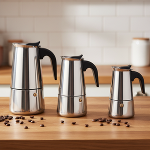 Cafetera Italiana Clásica de Acero Inoxidable, Juego de Café y Té Portátil para Negocios - Product Image 2