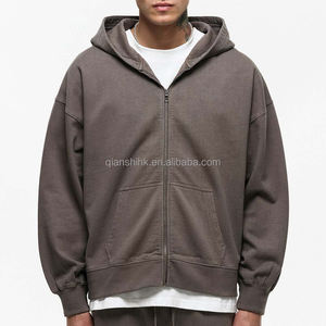 Plain Hoodies in <b>Bulk</b> Zipper Cropped Hoodie Men Custom Design Thick Fleece Cotton Oversized Heavyweight Zip up Hoodie - Product Image 4