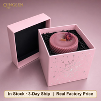 Boîte cadeau rose céleste avec couvercle et base en papier rigide personnalisé, estampé à l'argent, pour emballage de bougies à mèche en bois, pour le bien-être