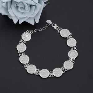 Bracelet en laiton plaqué argent avec pièces de monnaie gravées, style hip-hop personnalisé JXX pour hommes - Product Image 3