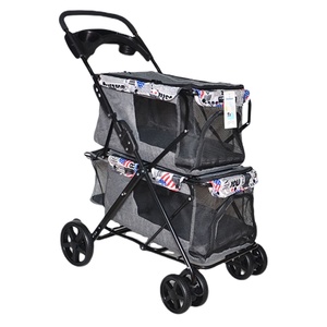 Cặp Song Sinh Pet Cat Carrier Xe Đẩy Gấp Đôi Xe Đẩy Kéo Xe Bốn Bánh Sốc Chó Vận Chuyển Túi Du Lịch - Product Image 1