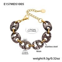 Bracelet Mili unisexe ethnique européen et américain en résine motif grain de café, plaqué or 18 carats, en acier inoxydable, polyvalent, luxe léger, cadeau pour homme