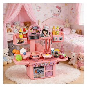 Juego de Cocina de Juguete para Niños, Estación de Cocina con Grifo, Armario, Estante y Utensilios, para el Desarrollo del Pensamiento Creativo, Aprendizaje y Juego Social - Product Image 5