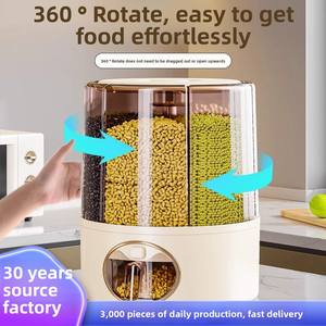 Modernes Design Drehbarer Kunststoff-Reis behälter Haushalts insekten sicherer feuchtigkeit beständiger versiegelter Presskorn-Aufbewahrung sbox Leicht gewicht - Product Image 2