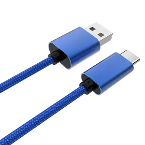 Синий Нейлоновый зарядный кабель USB Type-C для USB 2,0, плетеный шнур, совместимый с Samsung Galaxy S10 S9 S8 S20 Plus A51 A11