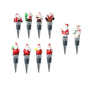 Christmas Wine Bottle Stoppers Set Resin Santa Snowman Design Holiday Gift For Red Wine Bottles - Product Image 4