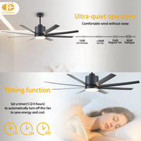 Ventilateur de plafond 60 pouces avec lumière, 6 vitesses, moteur DC silencieux et réversible, avec télécommande, pour l'Asie du Sud-Est, usage domestique intérieur standard