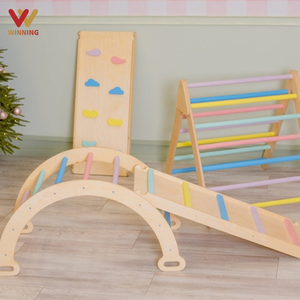 Montessori Climbing Triangle Triangle Kids Playground Montessori Gym Indoor Climbing Toy Set Pickler Triangle Wooden With Ladder Ramp Slide Wooden Triangle Climber