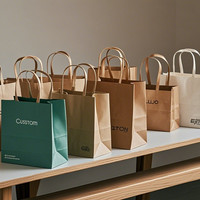 Sac en papier kraft de luxe personnalisé avec impression de marque, emballage cadeau pour supermarché, sac de courses grand format recyclable avec poignée, promotion pour exposition