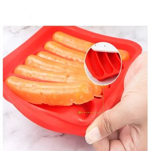 6 गुहा सिलिकॉन सॉसेज निर्माता मोल्ड डिय हैम गर्म कुत्ते ढक्कन के साथ मोल्ड बना रहा है जो रसोई घरेलू सॉसेज केक बेकिंग टूल मोल्ड्स - Product Image 5
