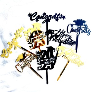 Décoration de gâteau de remise de diplôme en acrylique « Miel et Douceur » – 2025 – Félicitations – Joyeux Remise de Diplôme – Fournitures de fête - Product Image 1