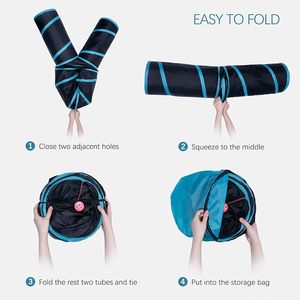 4ウェイ折りたたみ可能な環境に優しいペットトンネル大型屋内おもちゃ猫用子猫ウサギブルーブラックポップデザインプレイボール - Product Image 3