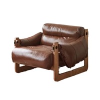 Fauteuil simple en cuir véritable de style vintage, nouveau style chinois, salon, chambre à coucher, inclinable amovible et lavable