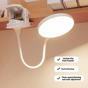 <span class=keywords><strong>Lampe</strong></span> de lecture de bureau à LED blanche USB à brancher Tuyau flexible à intensité variable tactile <span class=keywords><strong>Lampe</strong></span> à pince pour table d'étude - Product Image 5