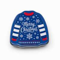 Boîte en métal de Noël personnalisée en forme de pull 68x68x16mm, emballage cadeau pour bonbons, chocolats, petits jouets, cadeaux de fête