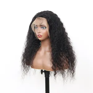 High quality ready to ship custom transparent lace 13*4 18"-30" closed wig Indian deep wave 100% human hair wig