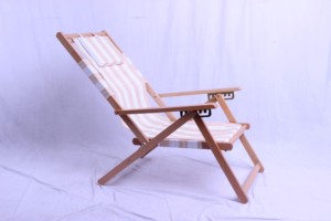 Chaise de plage pliante en bois massif avec accoudoirs, chaise longue pour la plage en plein air - Product Image 2