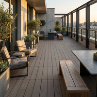 Dalles de terrasse extérieures en composite bois-plastique (WPC) de style européen, rectangulaires, grand format, à emboîtement, brossées, antidérapantes, à faire soi-même