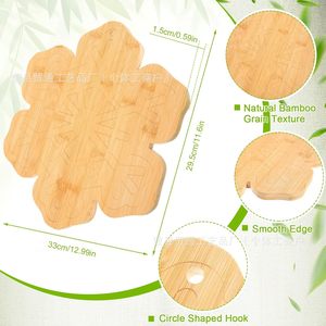 Tabla de cortar de bambú con diseño de copo de nieve, tabla de cortar frutas para cocina, apta para alimentos, bandeja de servir - Product Image 2