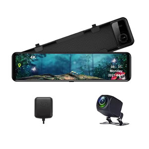 Caméra de tableau de bord de voiture à double objectif 4K, écran tactile de <span class=keywords><strong>12</strong></span> pouces, DVR avec WiFi, GPS, vision nocturne, avant et arrière, 2 canaux - Product Image 1